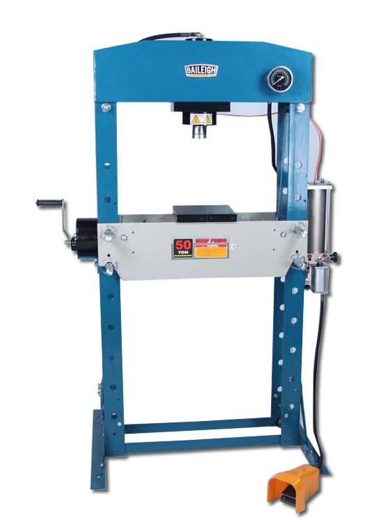 [9727] 50 Ton, BAILEIGH AIR/HAND OPERATED H-FRAME PRESS, MODEL#HSP-50A, NEW
